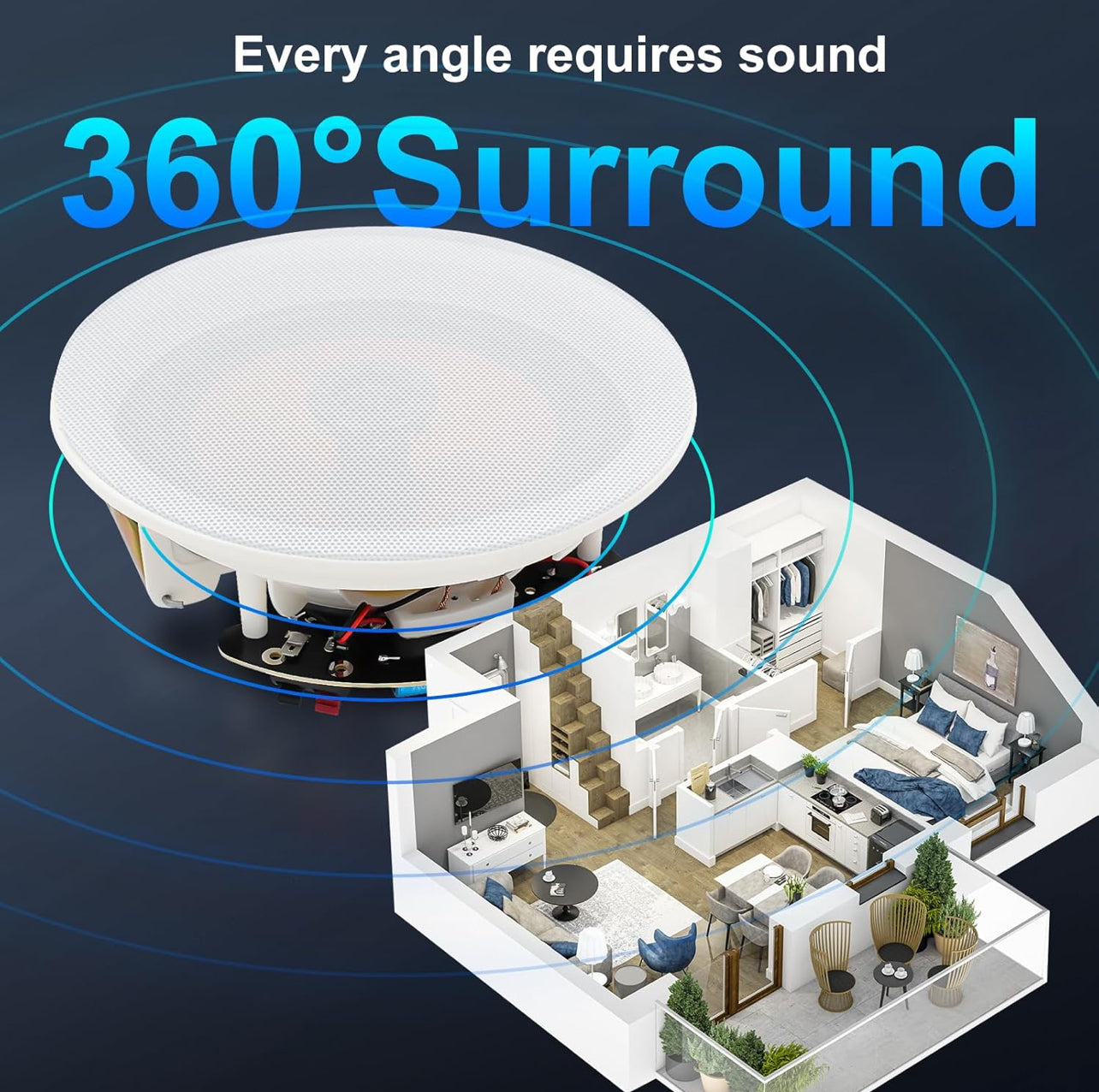 STUDIOFINIX Altavoces de techo Bluetooth de 6.5 pulgadas, sistema de altavoces empotrados con cable de 600 W