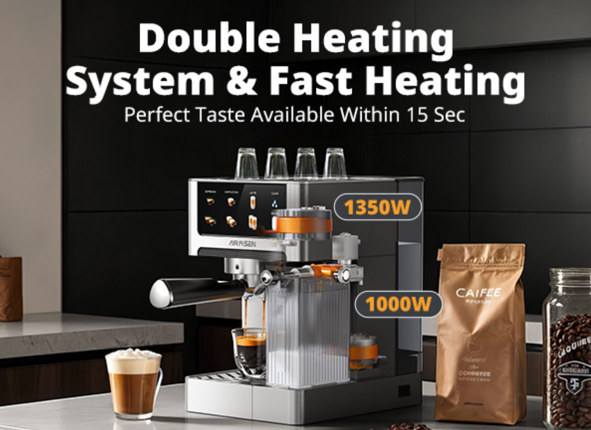 AIRMSEN Máquina de café expreso de 20 barras con espumador automático de leche