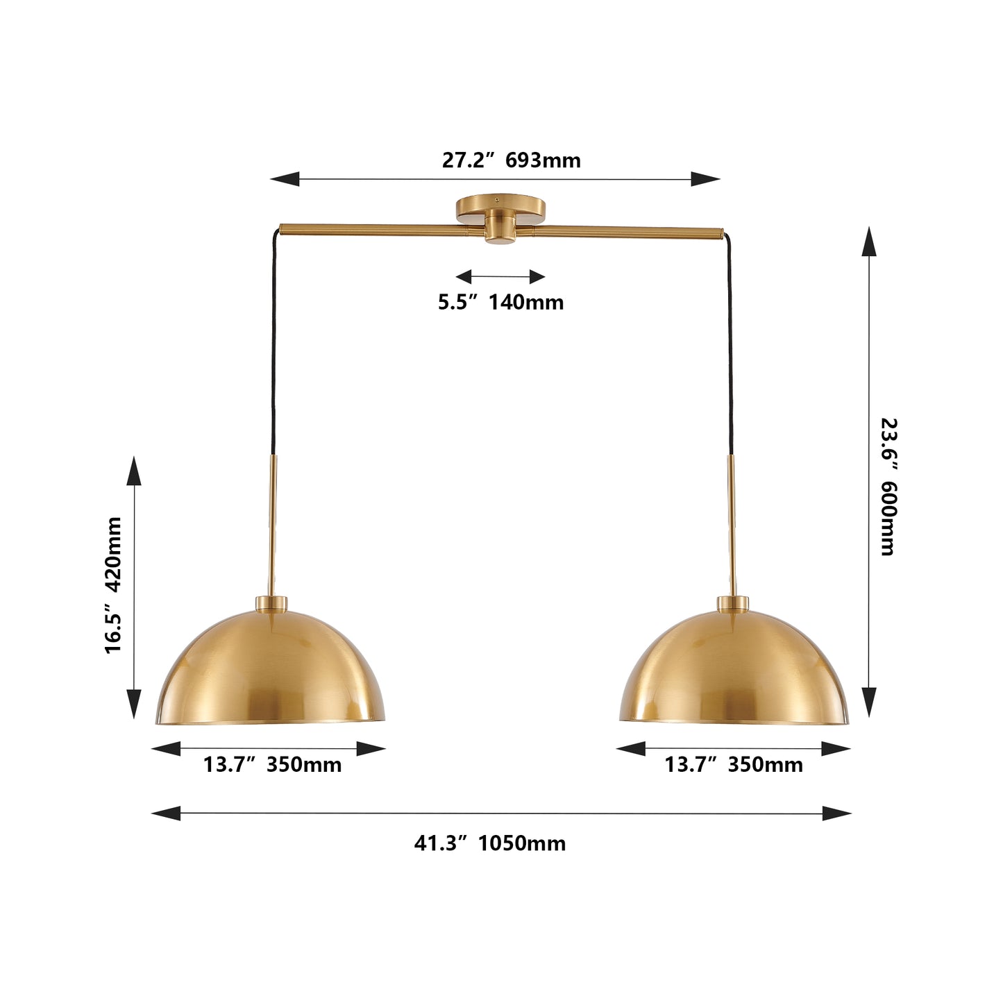Lámpara Colgante Industrial Cobre Ajustable 41"