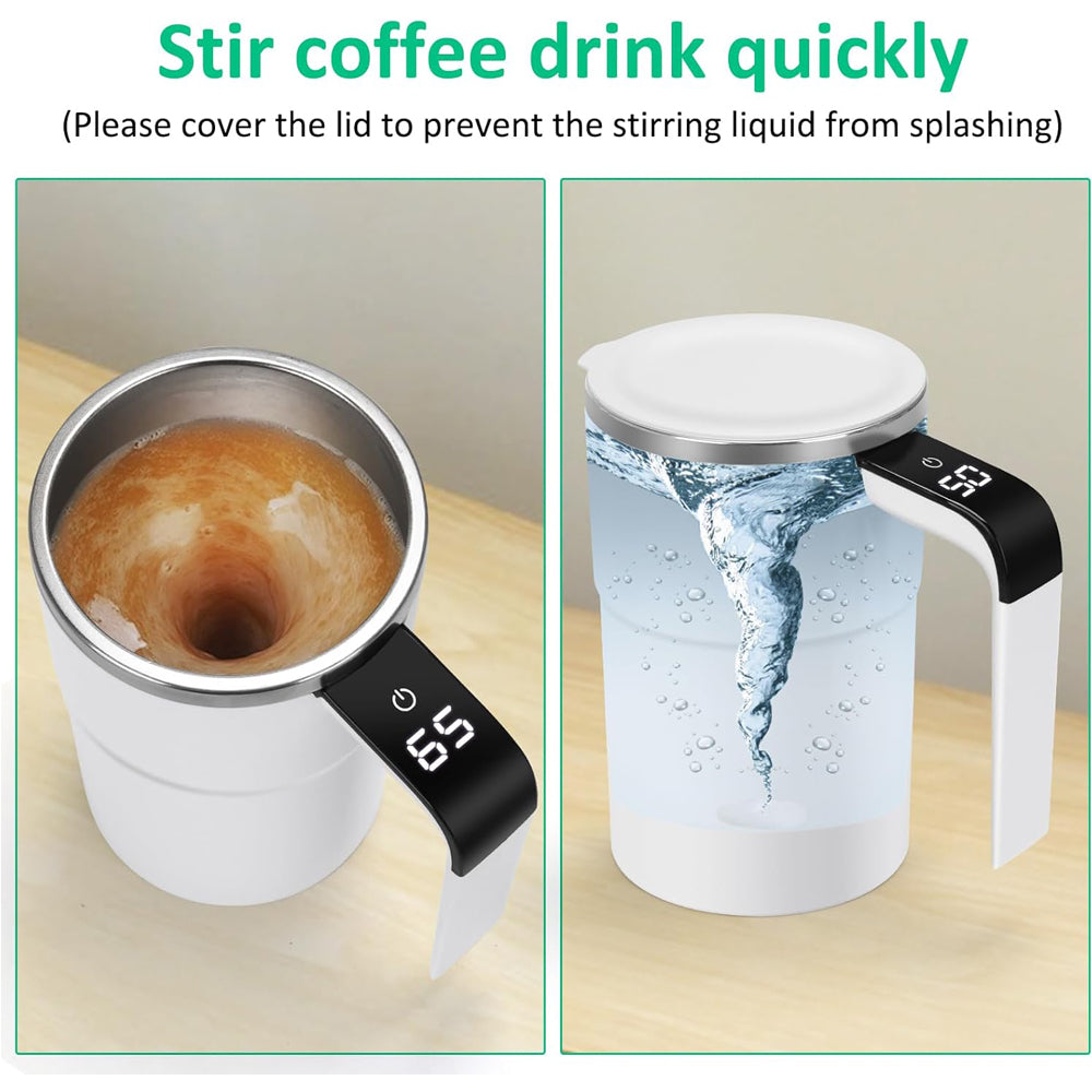 12oz Self Stirring Mug, Auto Magnetic Coffee Mug With LED Display Temperature,
