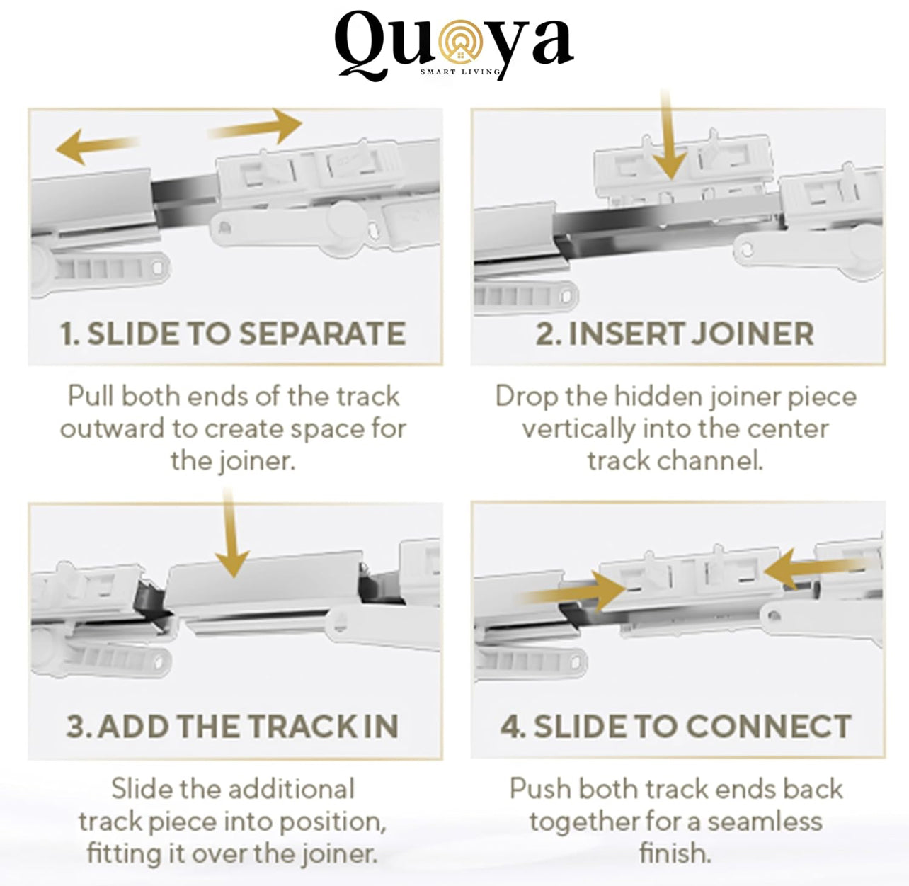 QUOYA BL01 - Cortina eléctrica inteligente sin cinturón, ajustable hasta 23.0 ft, sin cortes, velocidad ajustable, silencioso, funciona con Alexa, Google, Siri, Apple Watch, control remoto incluido