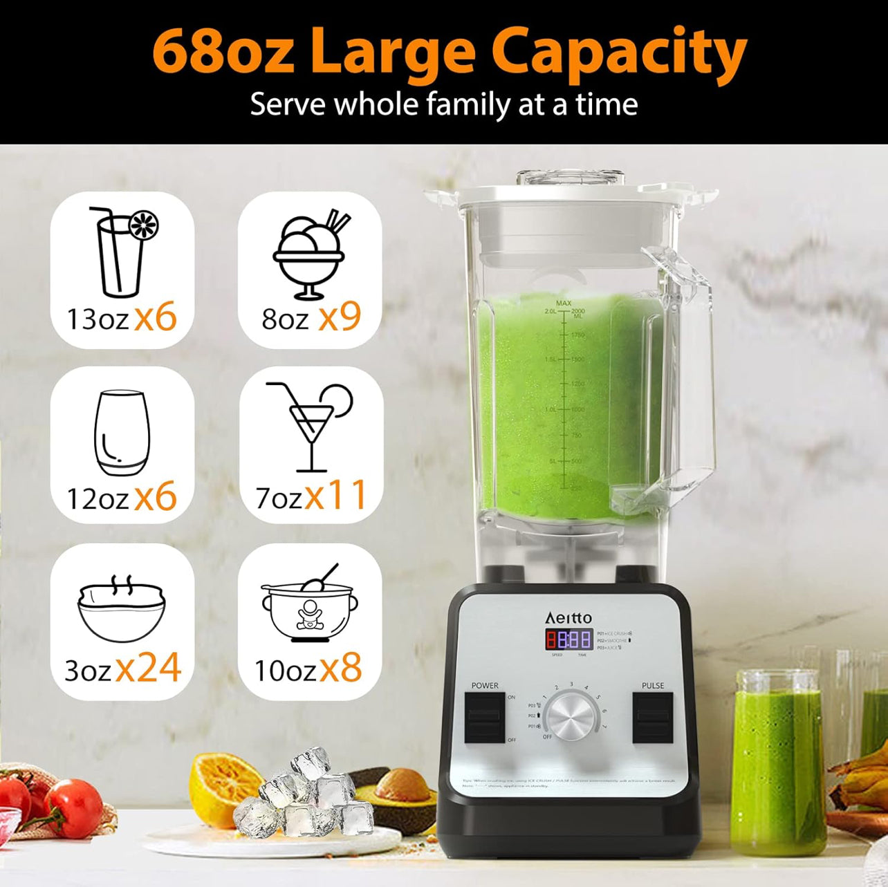 Aeitto Licuadora, licuadoras para cocina con motor de 1500 vatios