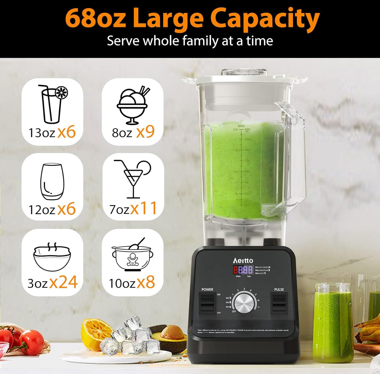 Aeitto Licuadora, licuadoras para cocina con motor de 1500 vatios
