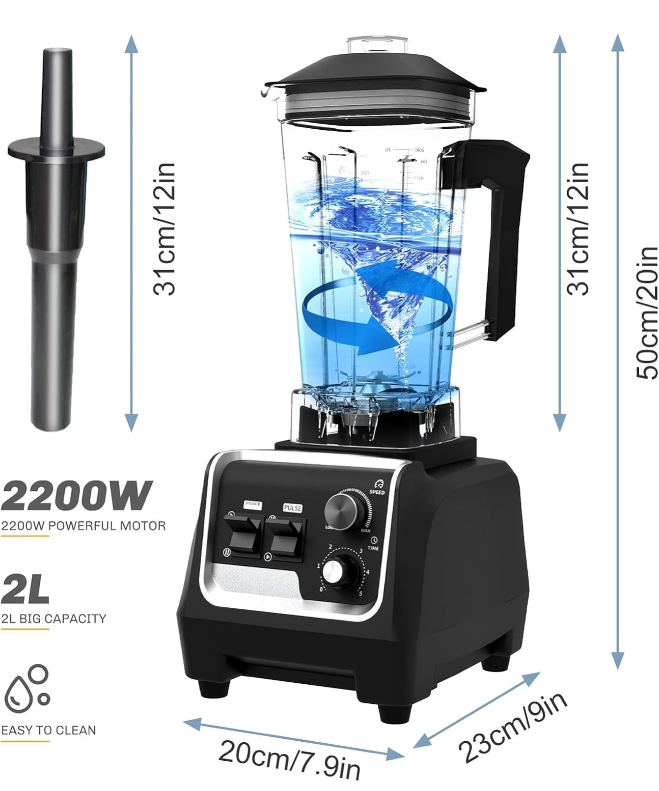 Licuadoras profesionales para cocina, licuadora de batidos 2200 W sin BPA