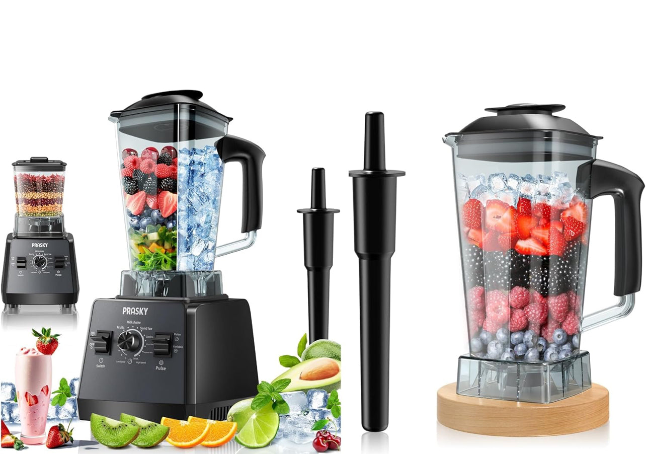 Licuadora profesional, licuadora de batidos, 2400 vatios/1000 vatios, combo de licuadora y molinillo de 25000 rpm, potente batidora de cocina de 68 onzas