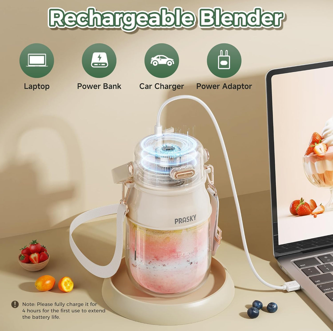 Licuadora profesional+licuadora portátil+cable USB tipo C para licuadora portátil