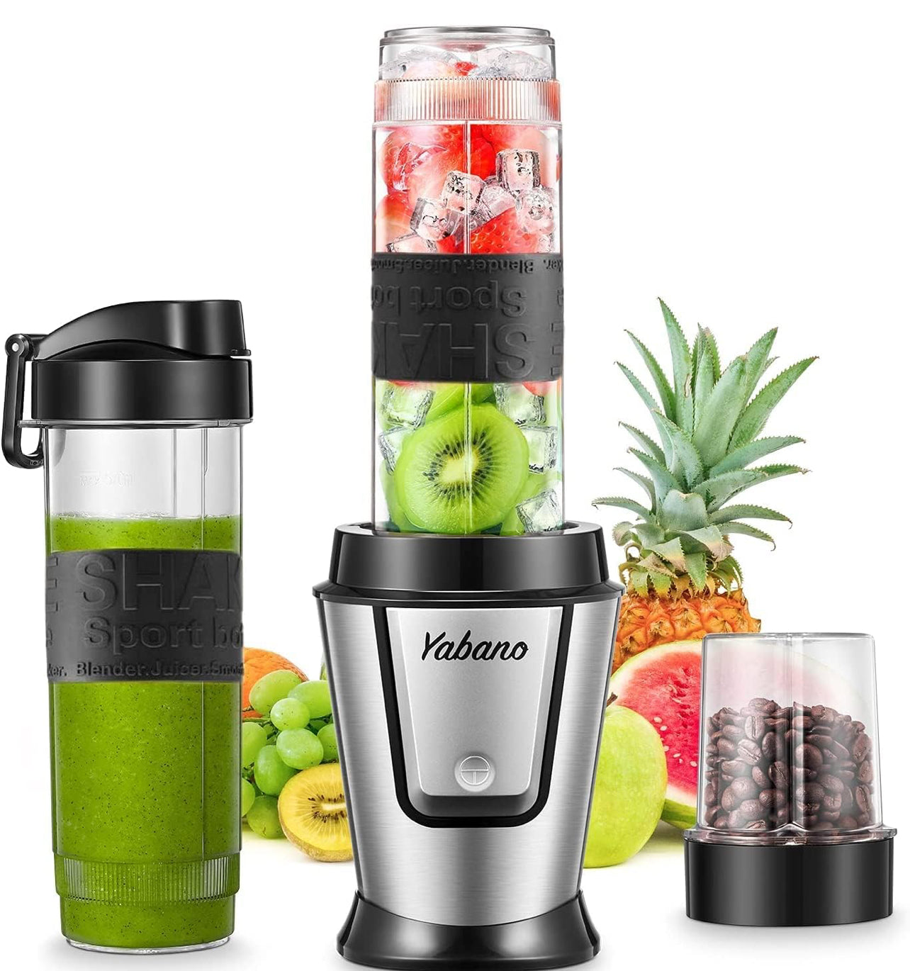 Licuadora personal, botella eléctrica para batido con 2 botellas de 20 oz y tarro de café