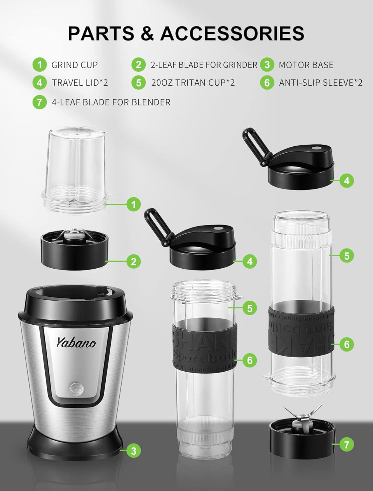 Licuadora personal, botella eléctrica para batido con 2 botellas de 20 oz y tarro de café