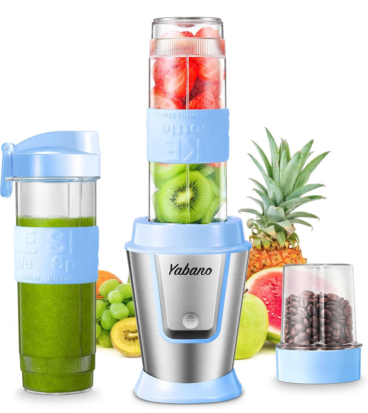 Licuadora personal, botella eléctrica para batido con 2 botellas de 20 oz y tarro de café
