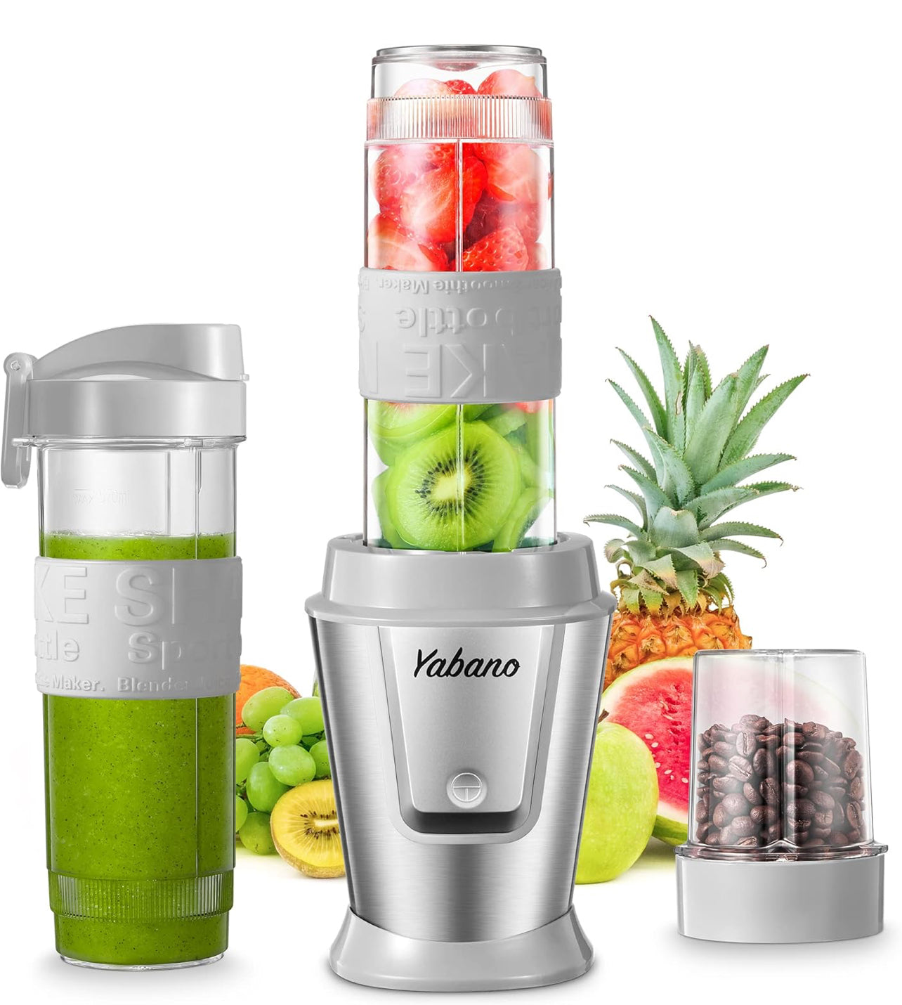 Licuadora personal, botella eléctrica para batido con 2 botellas de 20 oz y tarro de café
