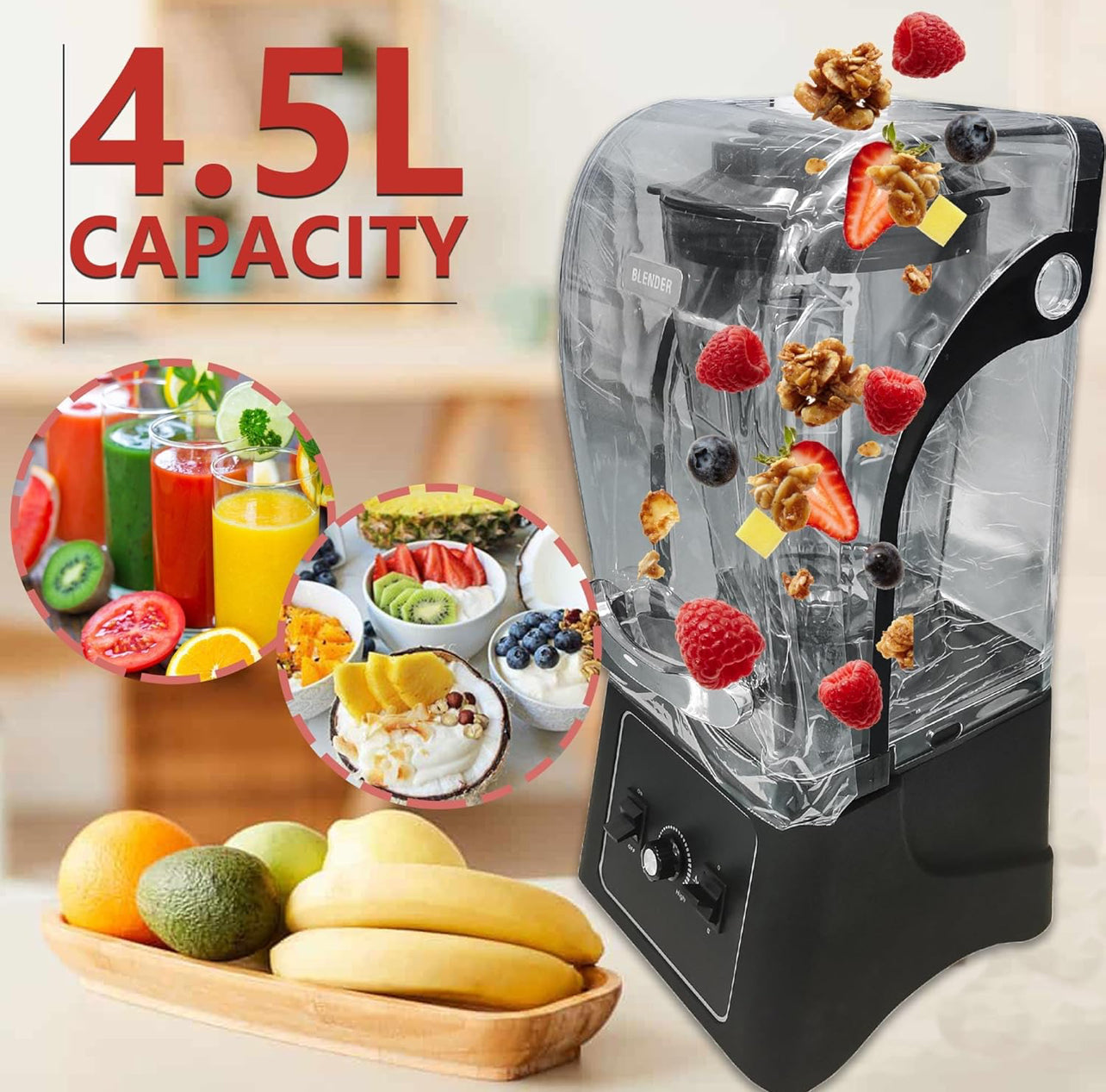 Licuadora comercial GeLicuadora comercial de 4.5 L (152 onzas) licuadora profesional