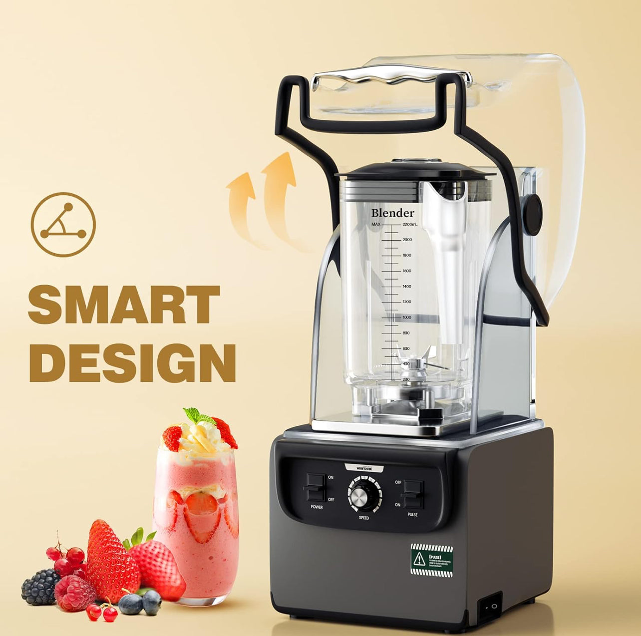 Wantjoin Licuadora profesional, 1800W licuadora silenciosa comercial 74.4 fl oz