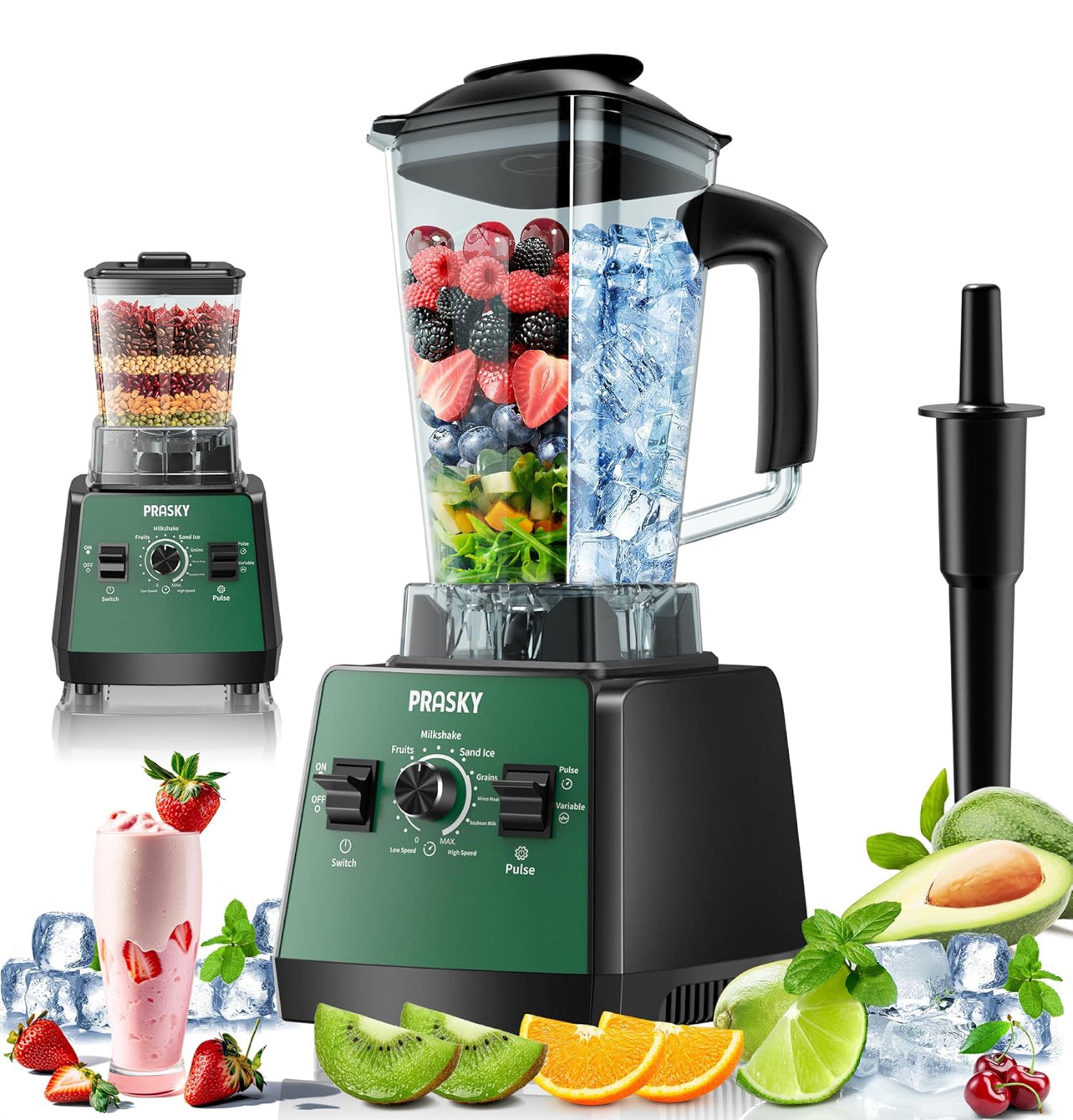 Licuadora profesional, licuadoras para batidos, 2400 vatios 68 onzas, sin BPA, 2 recipientes