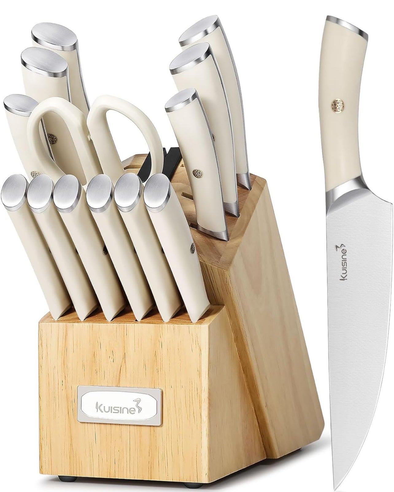 Juego de cuchillos de chef, juego de cuchillos de bloque de acero inoxidable de alto carbono