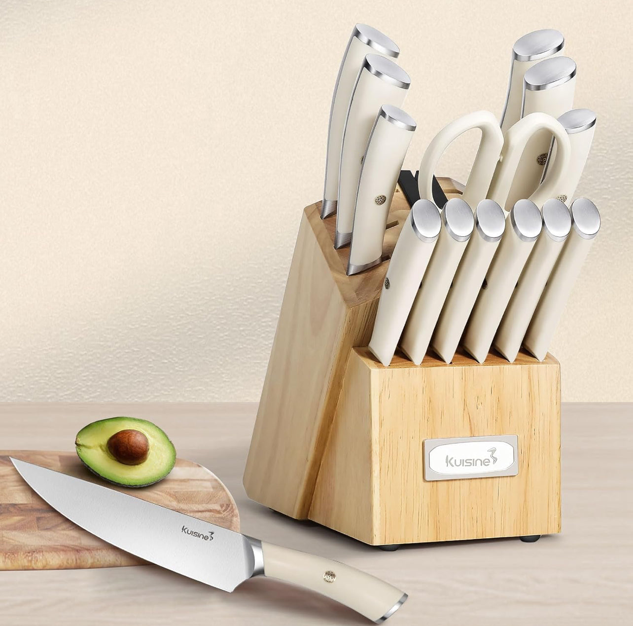 Juego de cuchillos de chef, juego de cuchillos de bloque de acero inoxidable de alto carbono