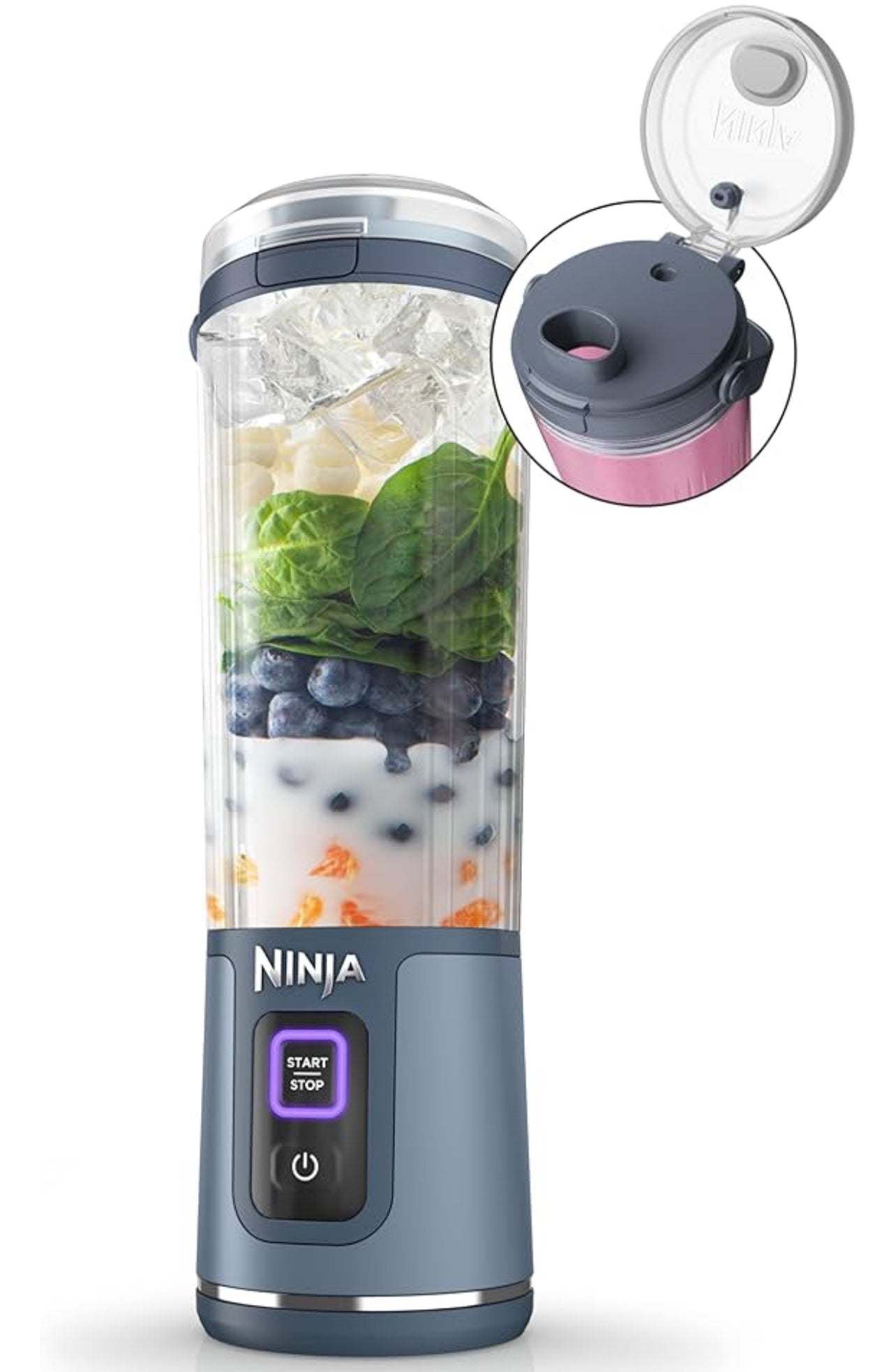 Ninja Blast Batidora portátil, inalámbrica, recipiente de 18 onzas, licuadora personal para batidos y licuados, sin BPA