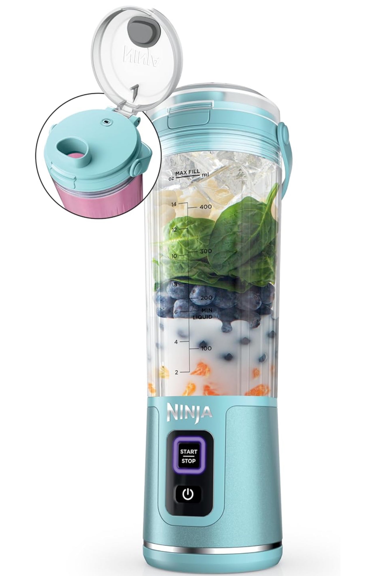 Ninja Blast Batidora portátil, inalámbrica, recipiente de 18 onzas, licuadora personal para batidos y licuados, sin BPA