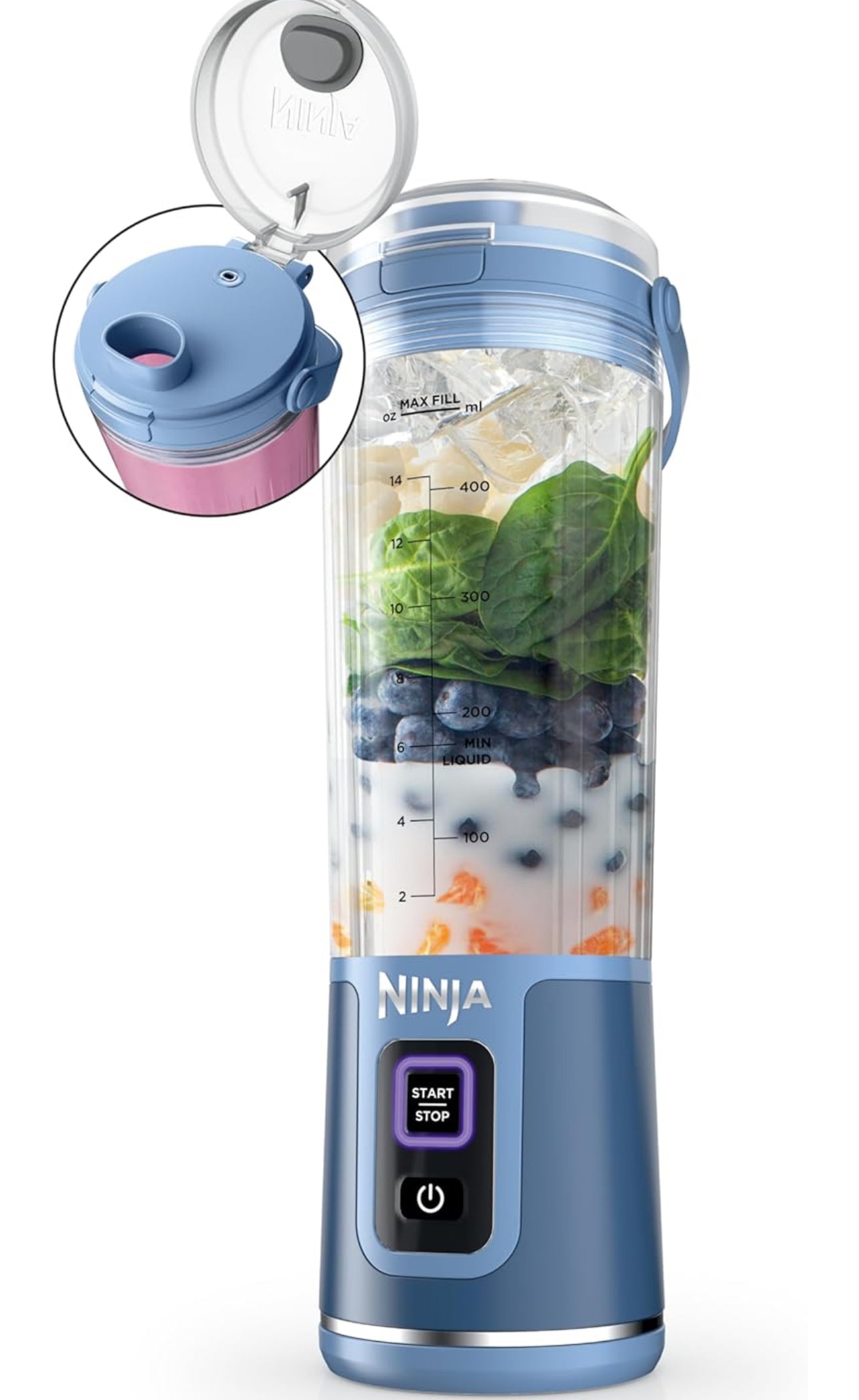 Ninja Blast Batidora portátil, inalámbrica, recipiente de 18 onzas, licuadora personal para batidos y licuados, sin BPA