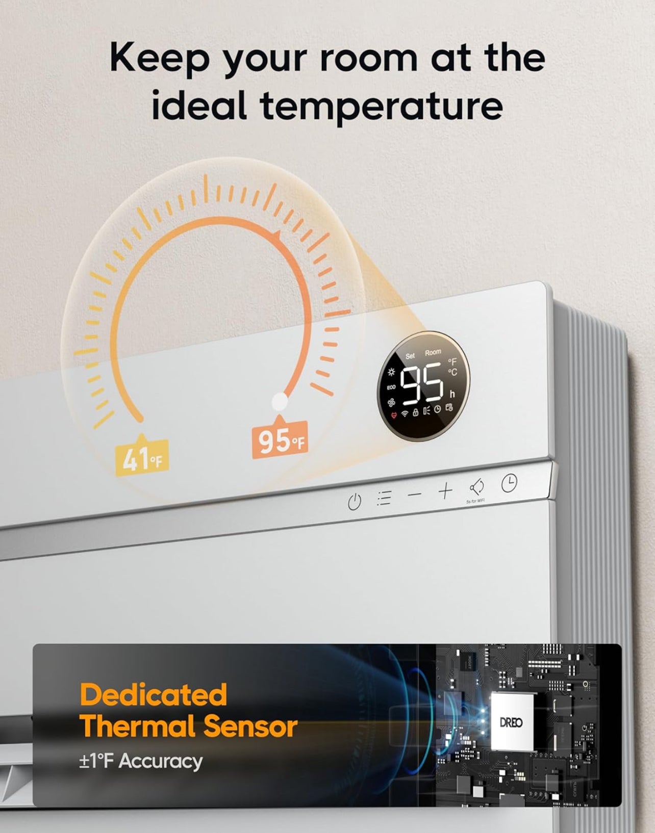Calentador de pared inteligente, calentador eléctrico para dormitorio de 1500 W, oscilación vertical de 120°, termostato ajustable, control remoto, temporizador de 24 horas