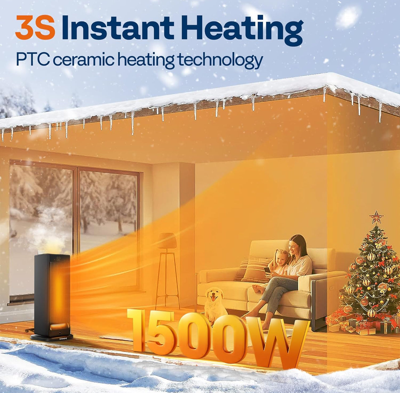 Calentador de espacio con humidificador, calentador eléctrico para uso en interiores.