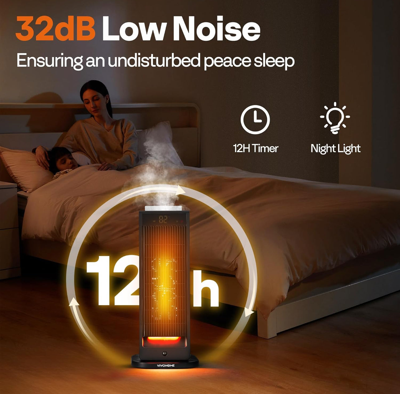 Calentador de espacio con humidificador, calentador eléctrico para uso en interiores.