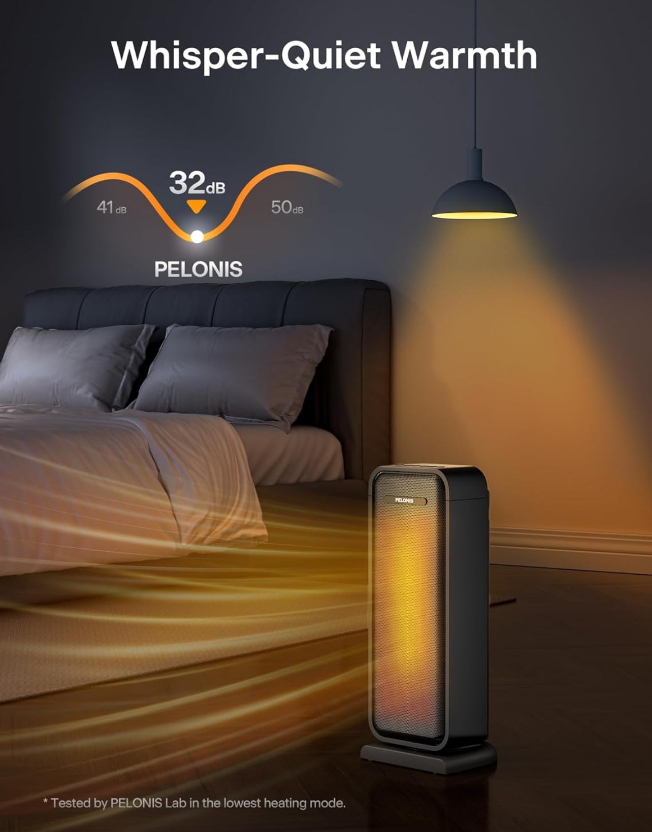 Calentador de espacio para interiores con oscilación de 75° y control remoto, calentador portátil