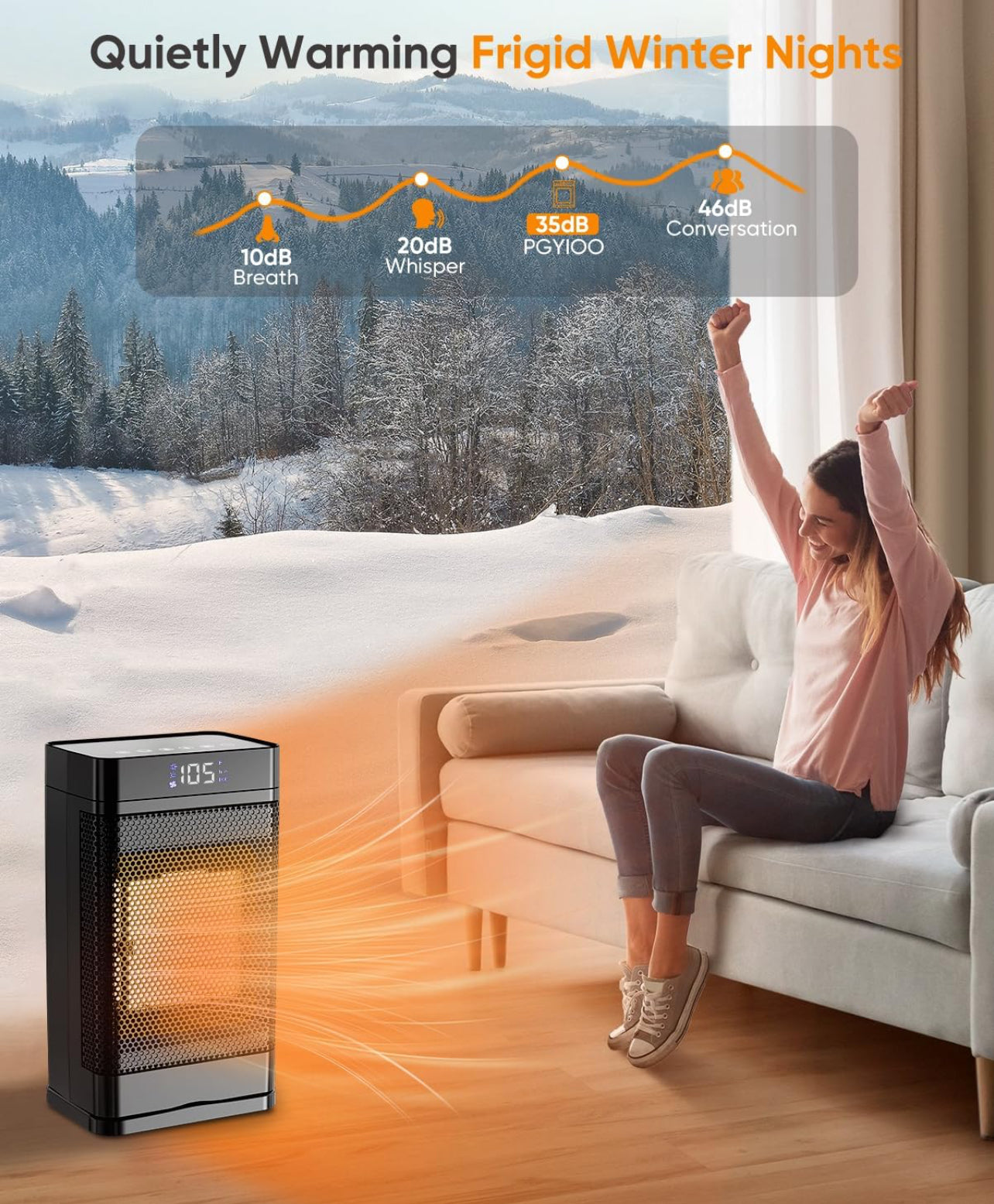 Calentador de espacio de 105 °F /1500 W, calentadores eléctricos portátiles para interiores,