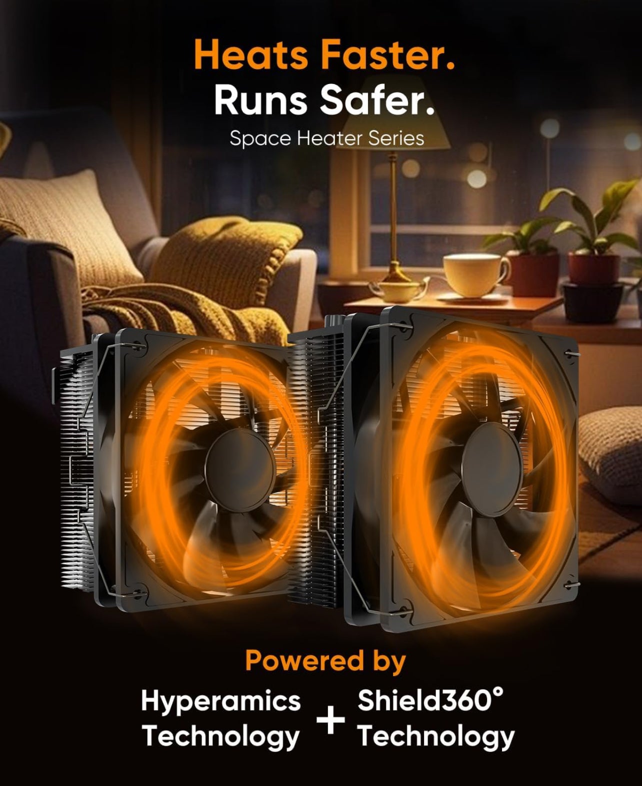 Calentador de espacio de 105 °F /1500 W, calentadores eléctricos portátiles para interiores,