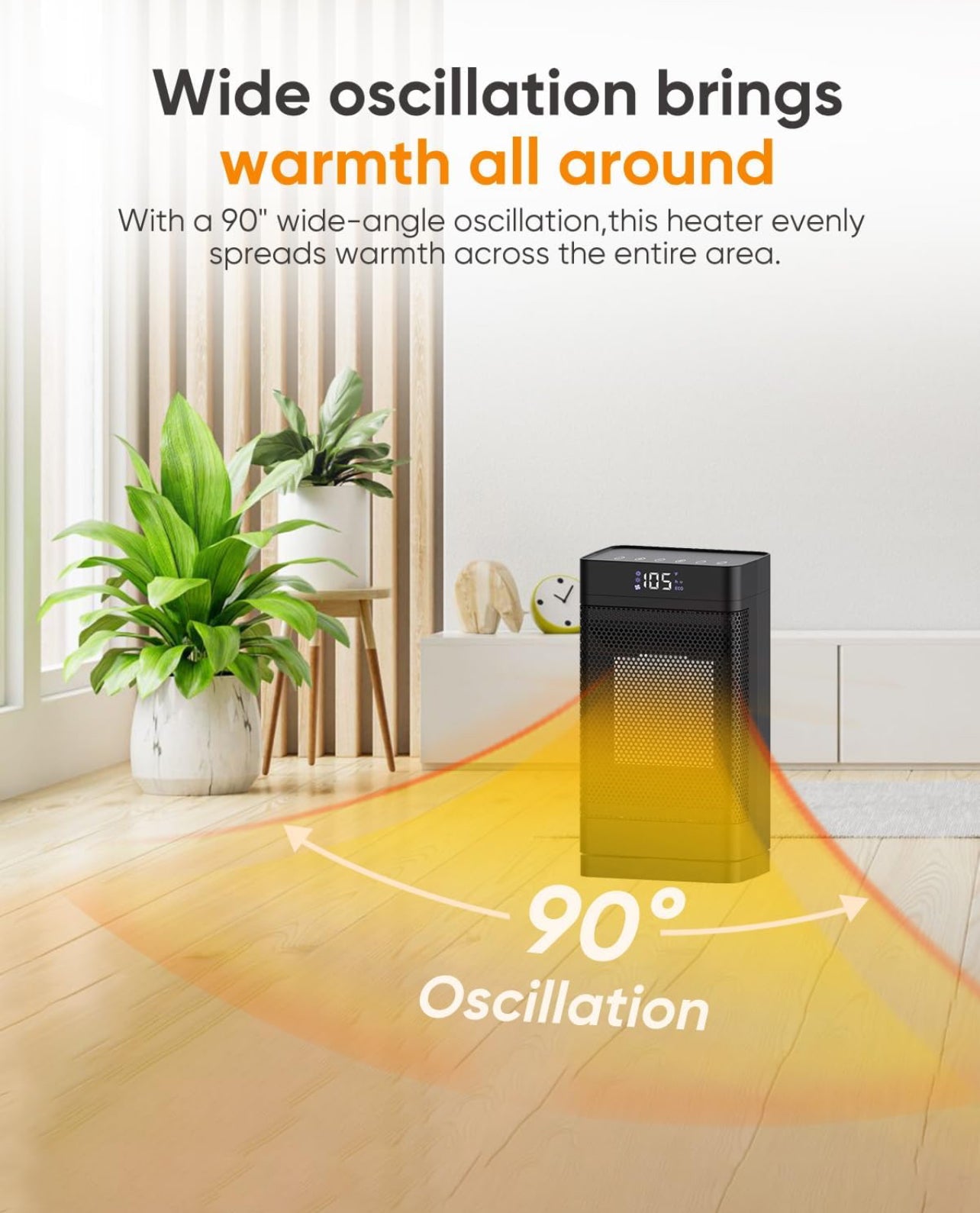 Calentador de espacio de 105 °F /1500 W, calentadores eléctricos portátiles para interiores,