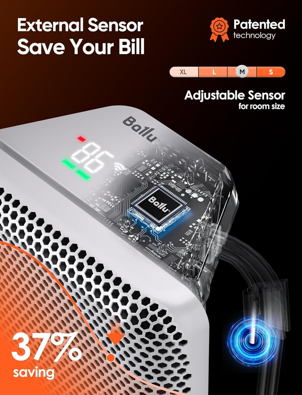 Calentador de espacio infrarrojo de mica para uso en interiores, calentador de panel eléctrico de 1500 W con termostato de programa, control de aplicación Wifi