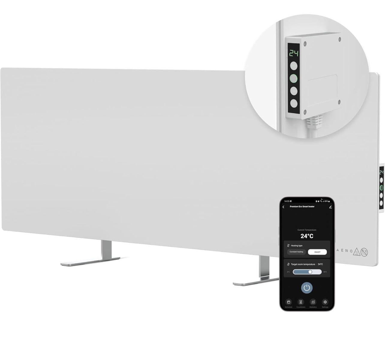 Calentador infrarrojo - Con termostato - Calentador eléctrico de panel de ahorro de energía de 700 vatios - Montaje en pared