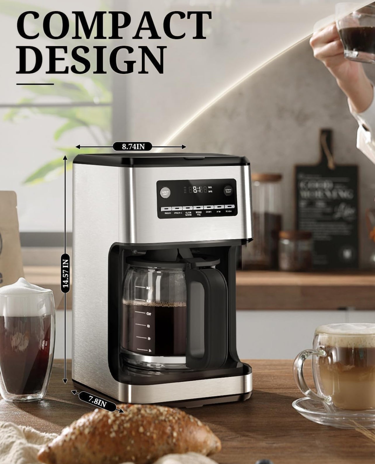 Cafetera programable de 14 tazas con filtro reutilizable y mantener la placa caliente