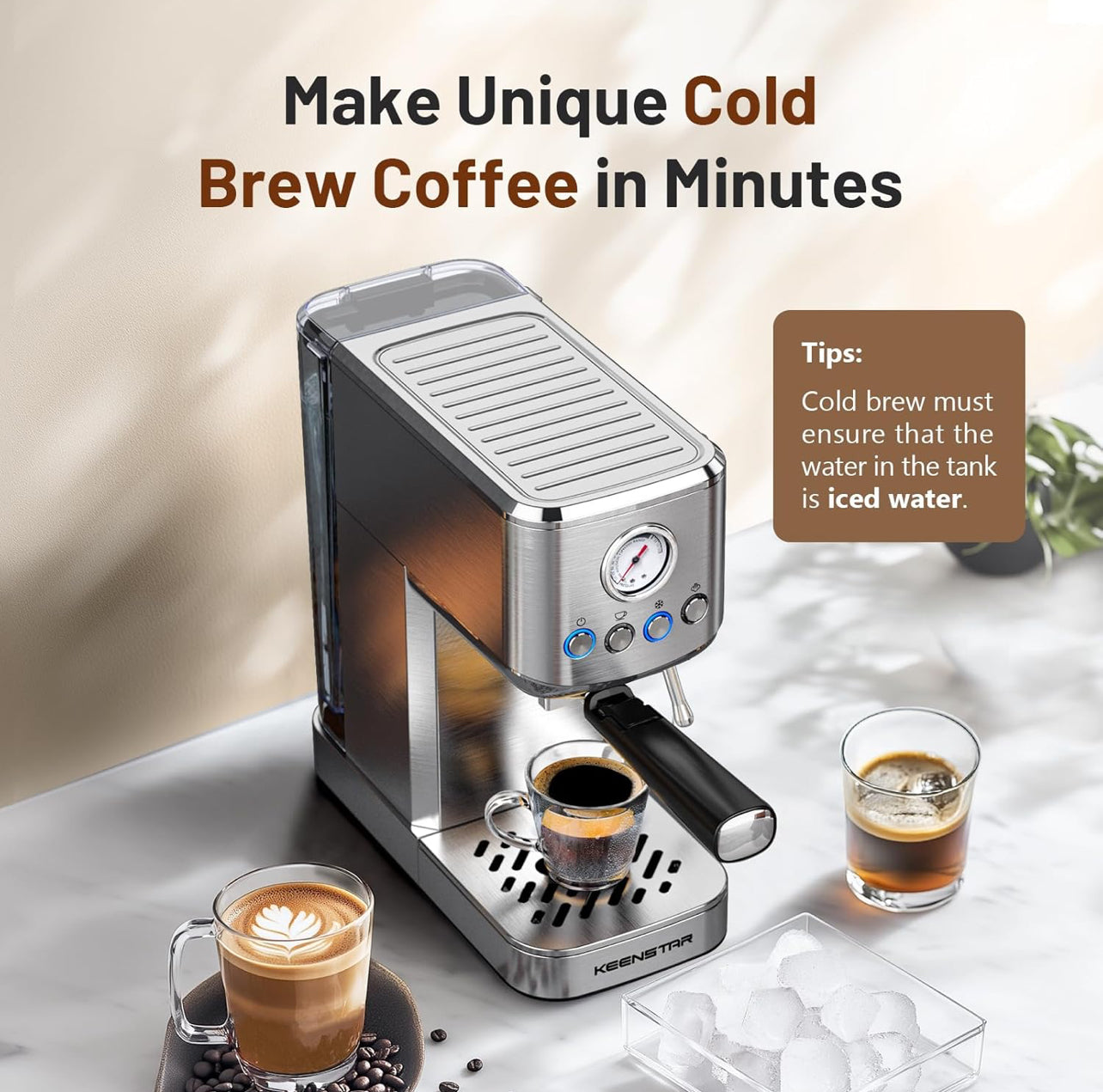 Máquina de café expreso, 20 bares, máquina de café expreso con espumador de leche, máquina de café con leche para capuchino, café con leche, regalos para tu amante