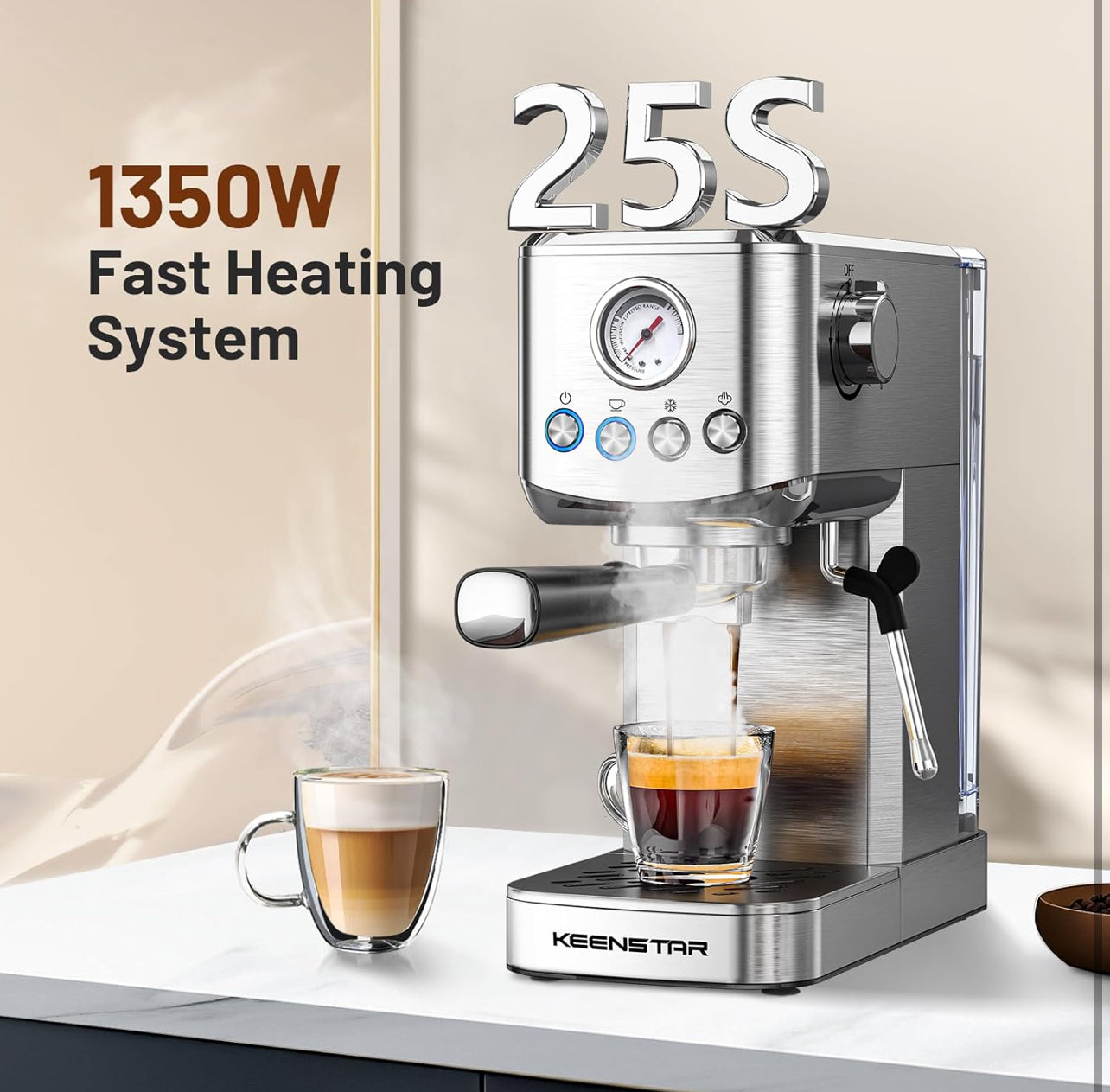 Máquina de café expreso, 20 bares, máquina de café expreso con espumador de leche, máquina de café con leche para capuchino, café con leche, regalos para tu amante