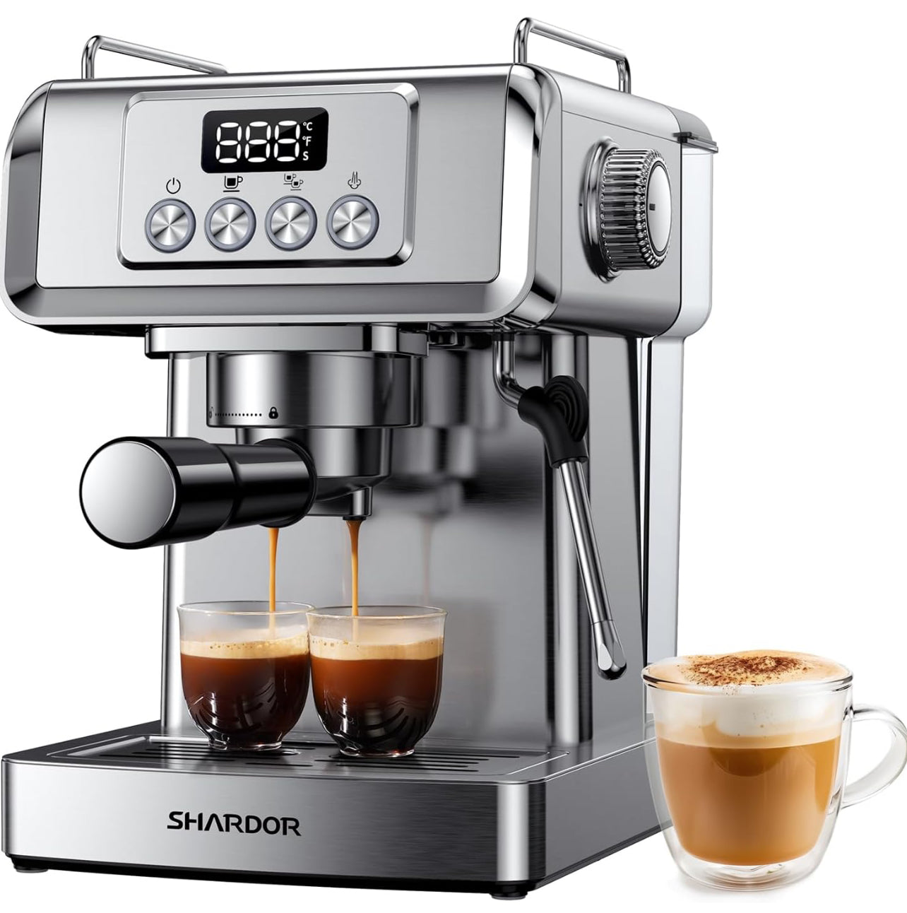 SHARDOR Máquina de café expreso de 20 bares, café expreso profesional con espumador de leche