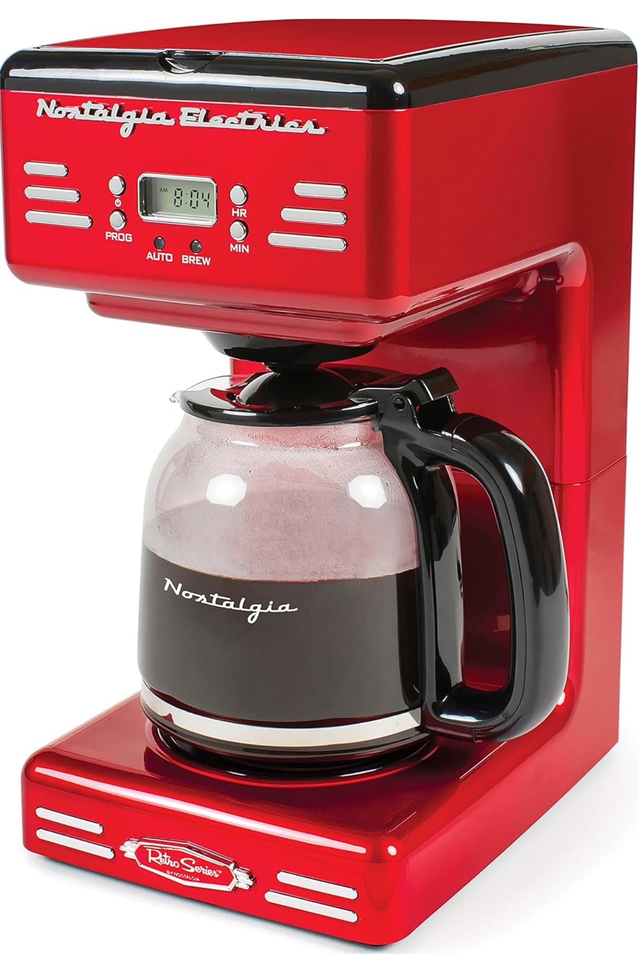 Nostalgia Cafetera programable retro de 12 tazas con pantalla LED