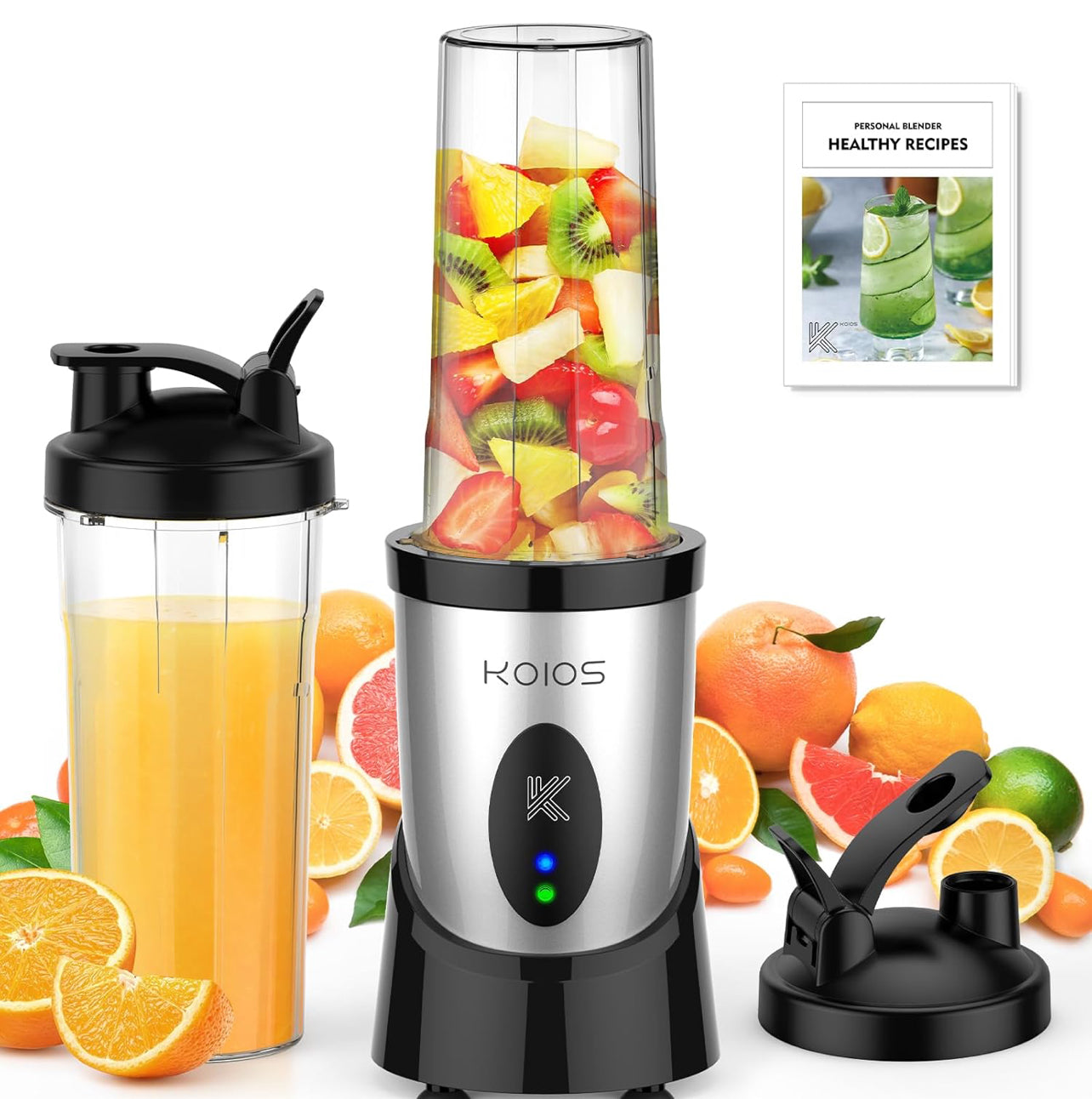 Licuadora de batidos, licuadora personal de 900 W para batidos y licuados de cocina con 2 vasos portátiles sin BPA de 22 onzas