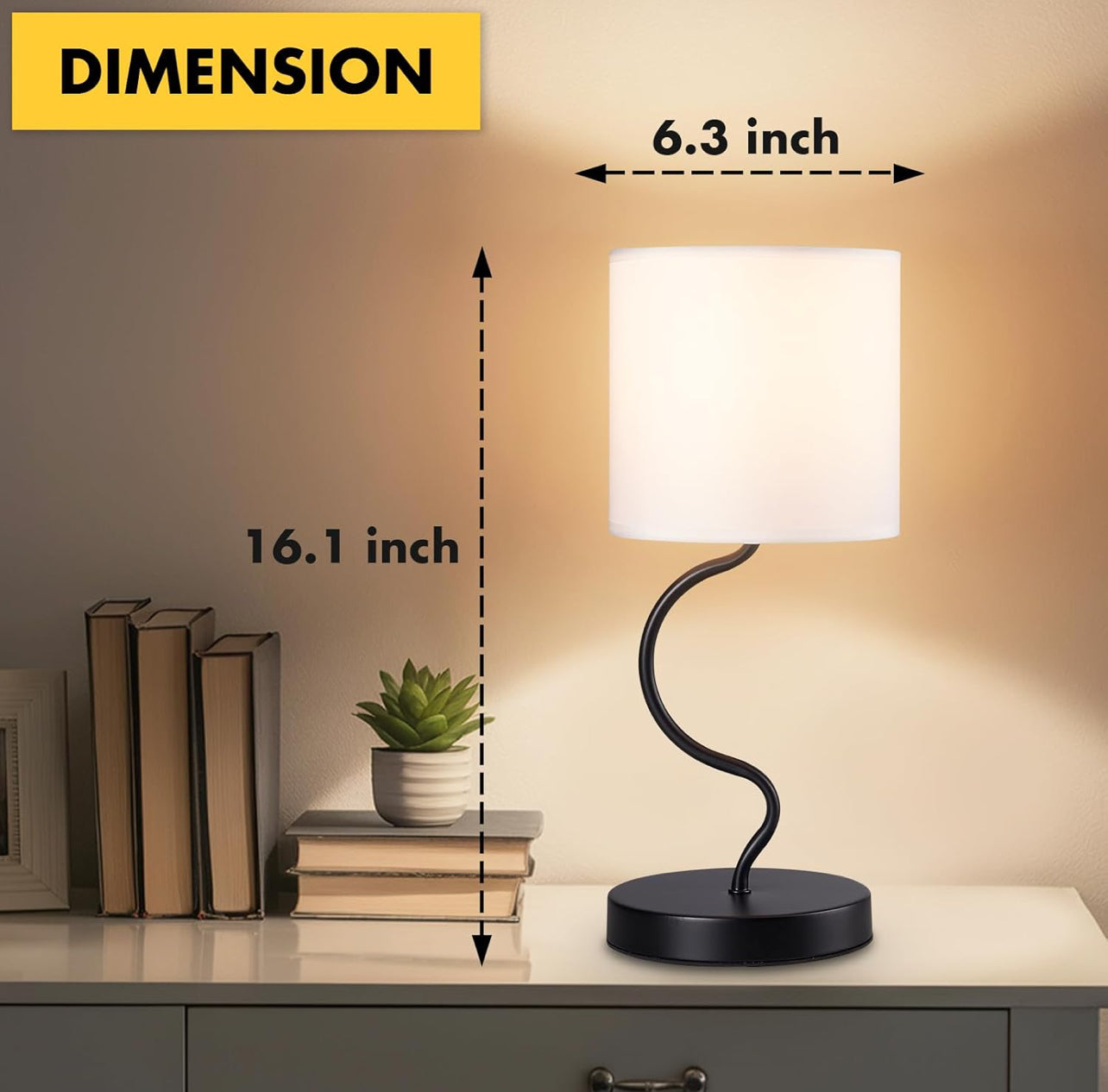 Juego de 2 lámparas de mesa, lámparas de noche para mesita de noche con interruptor de encendido/apagado, lámparas modernas con pantalla de tela, lámparas simples para dormitorio, sala