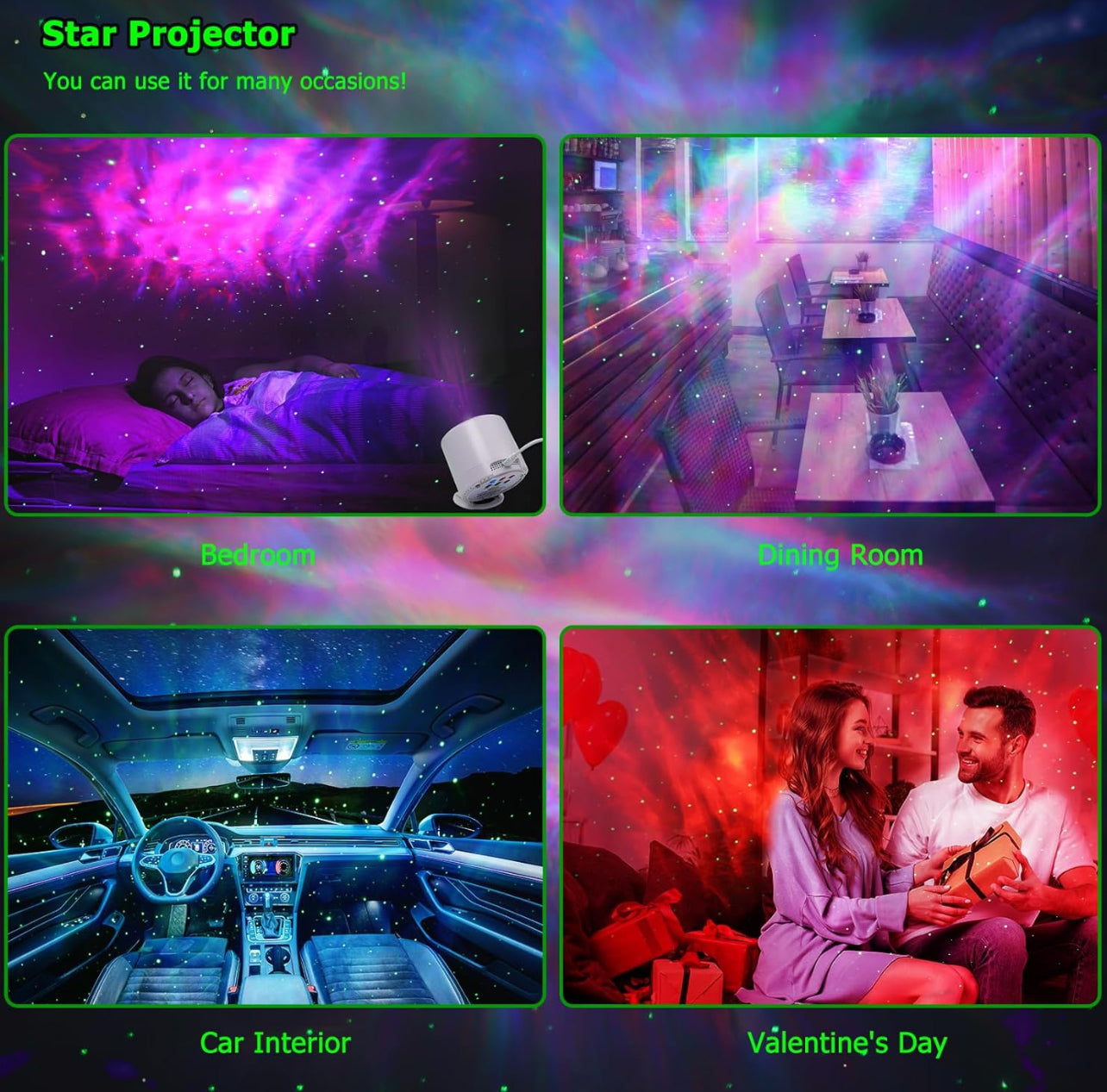 Proyector de galaxia, proyector de estrellas con temporizador y control remoto para decoración de dormitorio de adultos, día de San Valentín, fiesta, cumpleaños, luz nocturna de estrellas
