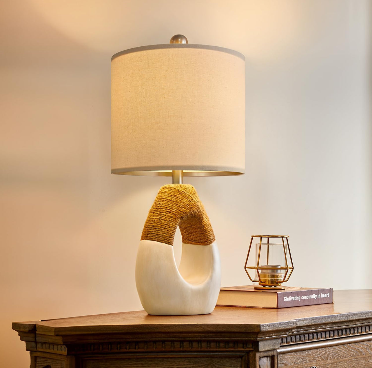 OYEARS Lámpara bohemia de 19 pulgadas para dormitorio, lámpara de noche para mesitas de noche, lámpara de mesa para sala de estar