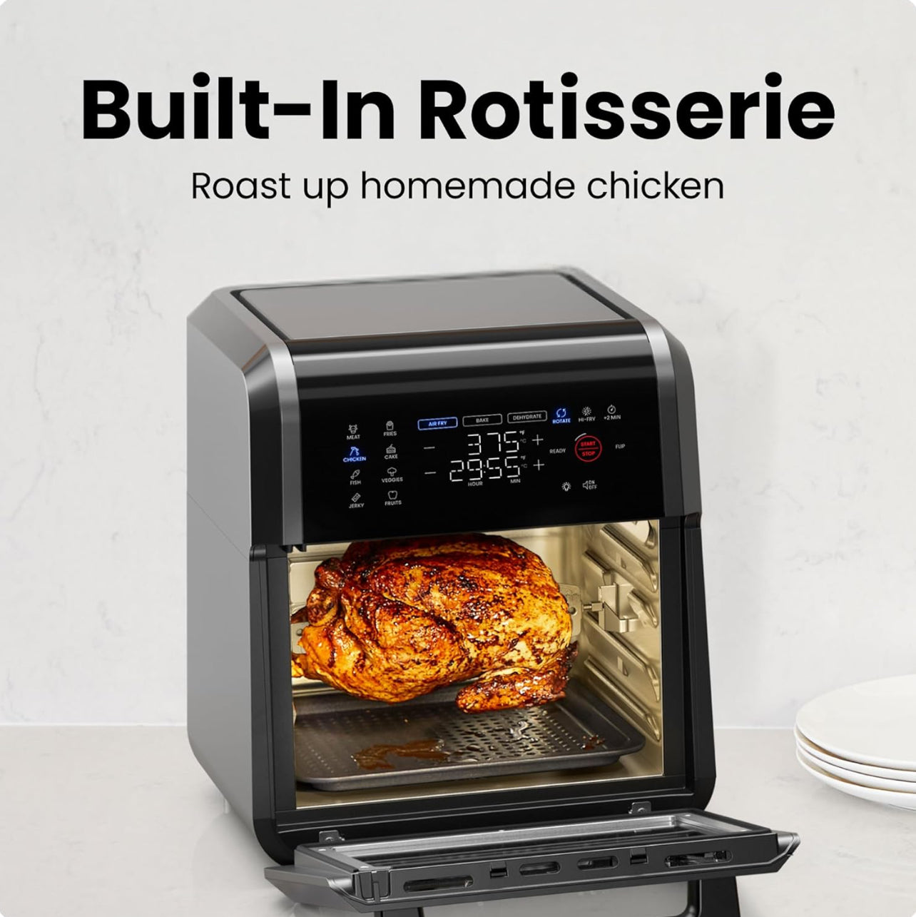 CHEFMAN Horno freidora de aire de doble cesta de 6 cuartos con ventanas de fácil visión, acabado de sincronización