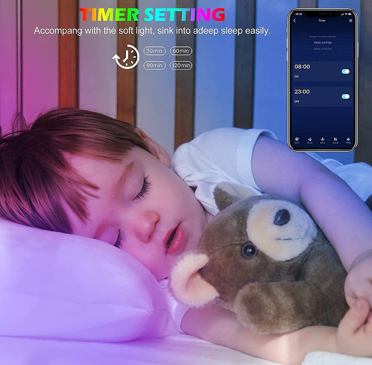 Tenmiro Luces LED para dormitorio de 100 pies (2 rollos de 50 pies)