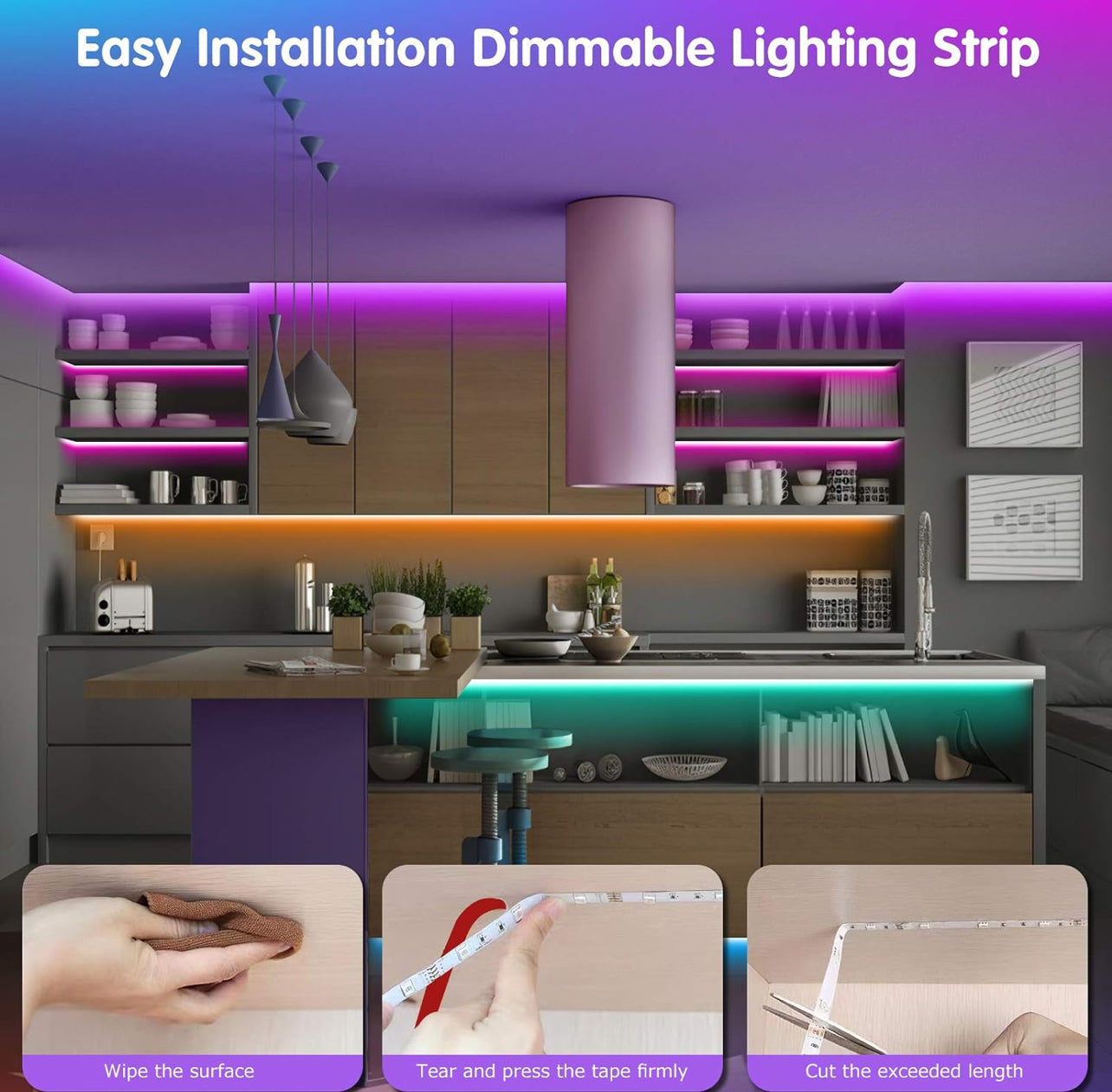 Tenmiro Luces LED para dormitorio de 100 pies (2 rollos de 50 pies)