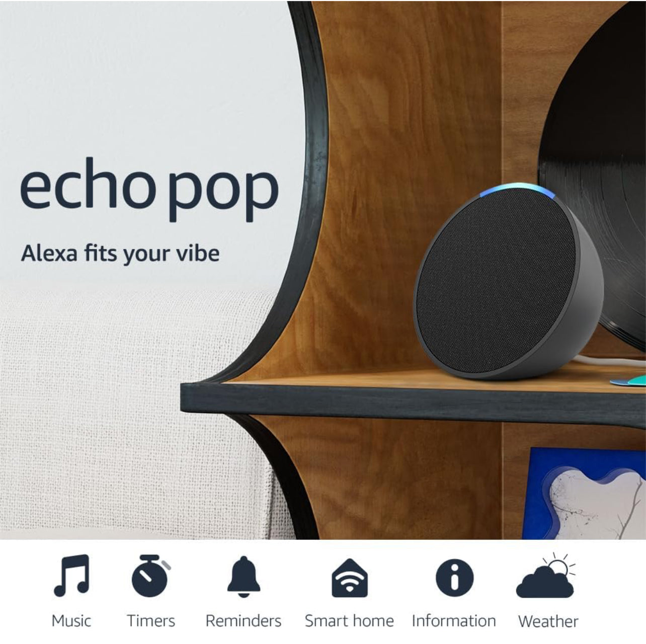Amazon Echo Pop (modelo más reciente), Parlante inteligente y compacto con sonido definido y Alexa, Verde azulado