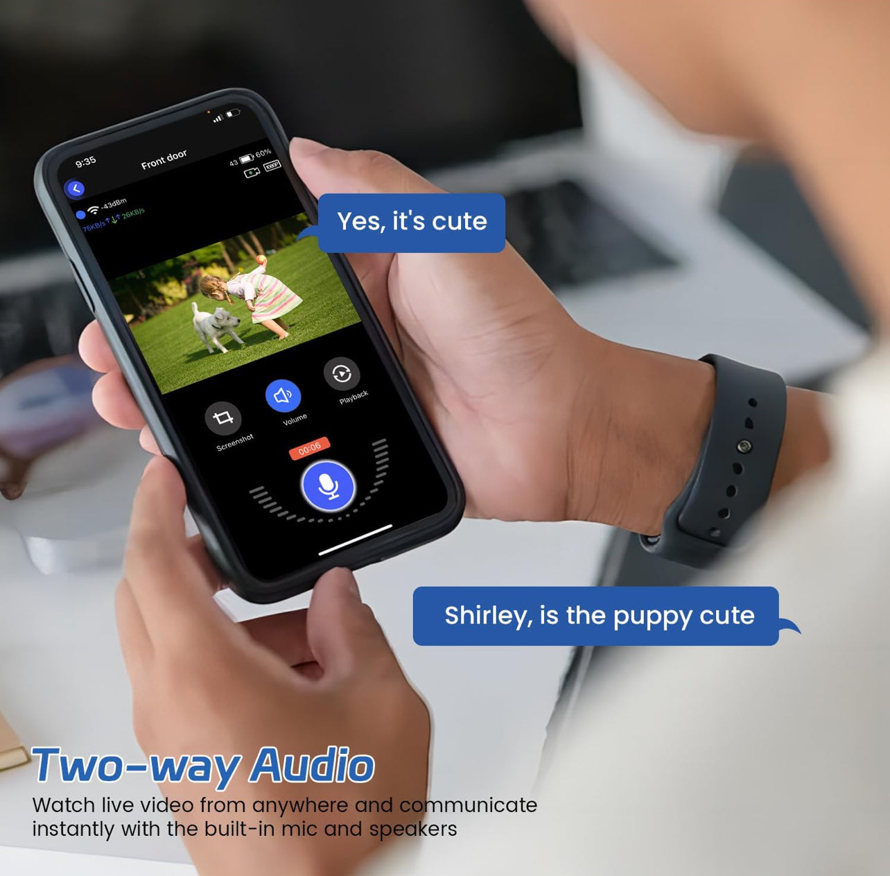 Cámara de timbre de vídeo inalámbrica 1080P con timbre, visión nocturna, solo Wi-Fi de 2,4 GHz, detección humana inteligente con inteligencia artificial
