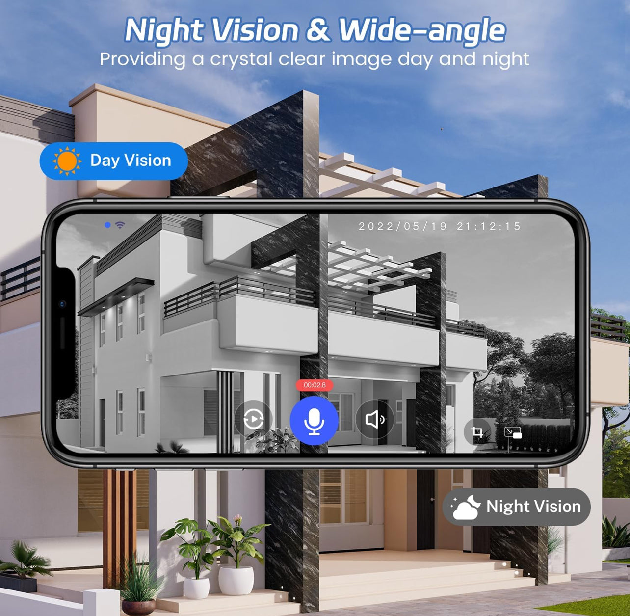 Cámara de timbre de vídeo inalámbrica 1080P con timbre, visión nocturna, solo Wi-Fi de 2,4 GHz, detección humana inteligente con inteligencia artificial
