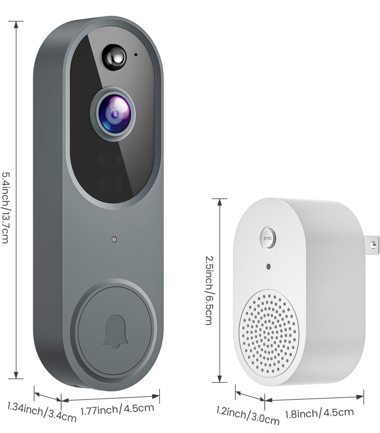 Cámara de timbre de vídeo inalámbrica 1080P con timbre, visión nocturna, solo Wi-Fi de 2,4 GHz, detección humana inteligente con inteligencia artificial