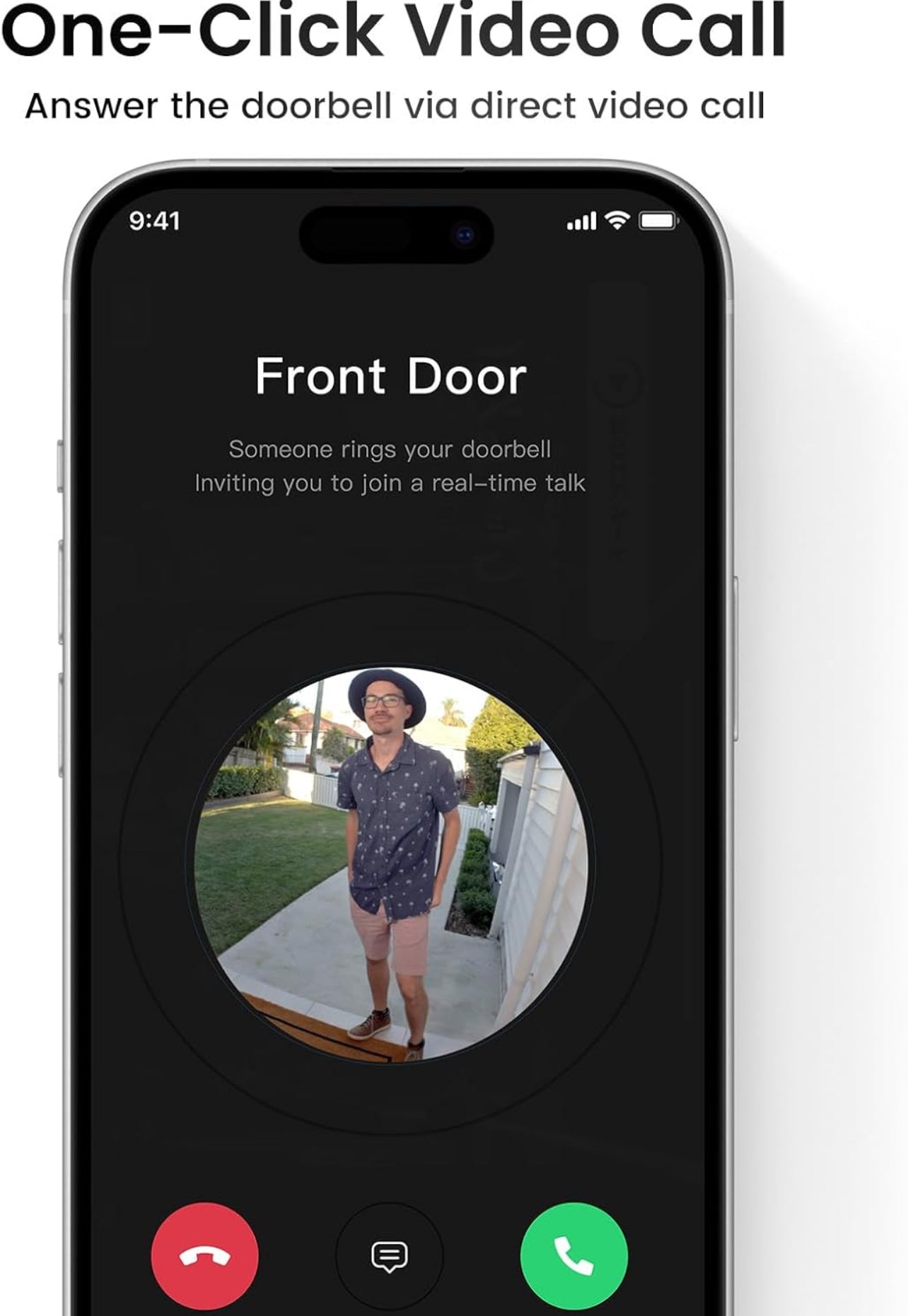 AOSU Timbre inalámbrico - Vista de pies a cabeza, detección inteligente de paquetes, timbre de vídeo Wi-Fi 2.4G con timbre