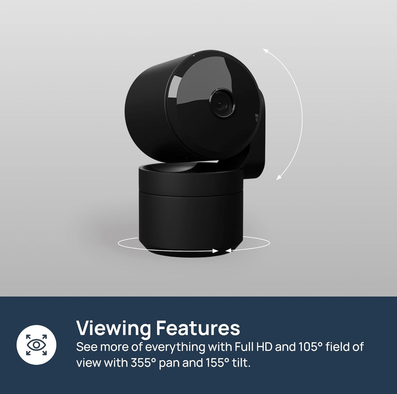 Cámara de seguridad para el hogar con panorámica/inclinación para interiores, enchufe de 360°, visión nocturna, Wi-Fi