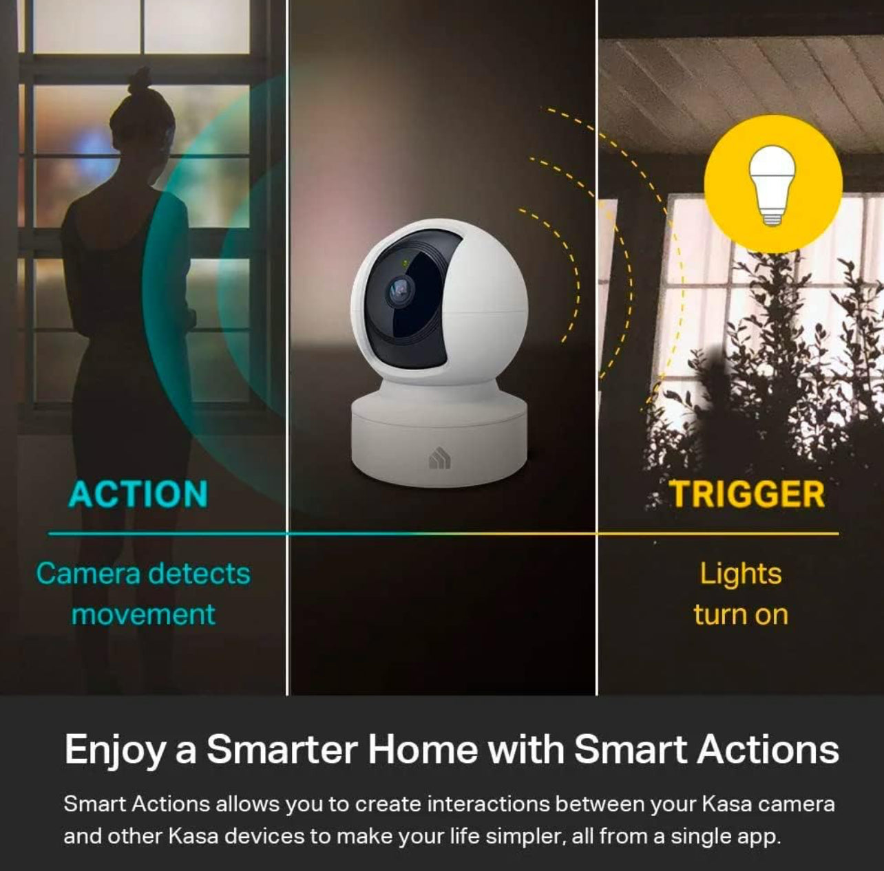 Kasa - Cámara de seguridad inteligente para interiores Pan/Tilt, cámara HD de 1080p, de 2,4 GHz con visión nocturna, detección de movimiento para el monitor del bebé y las mascotas